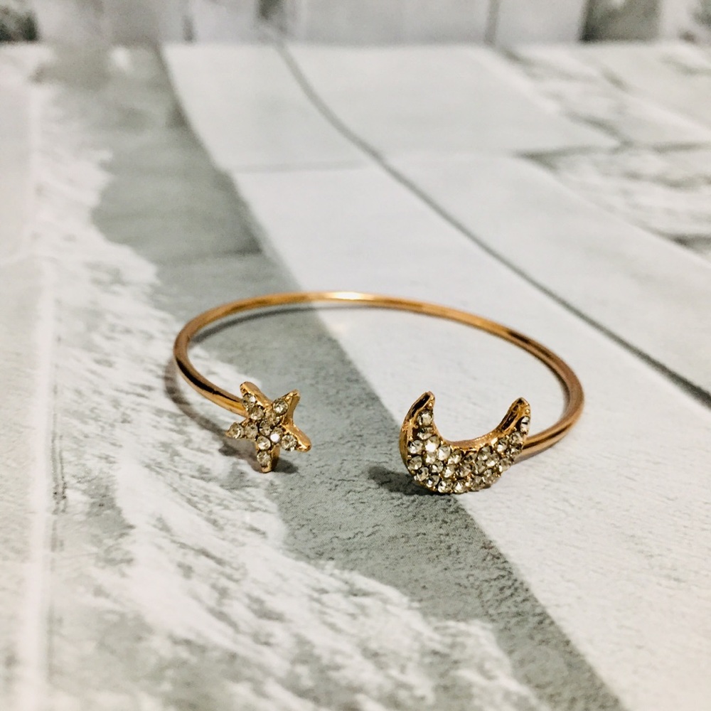 Gold Tone Bangle Cuff Metal Bracelet 5cm